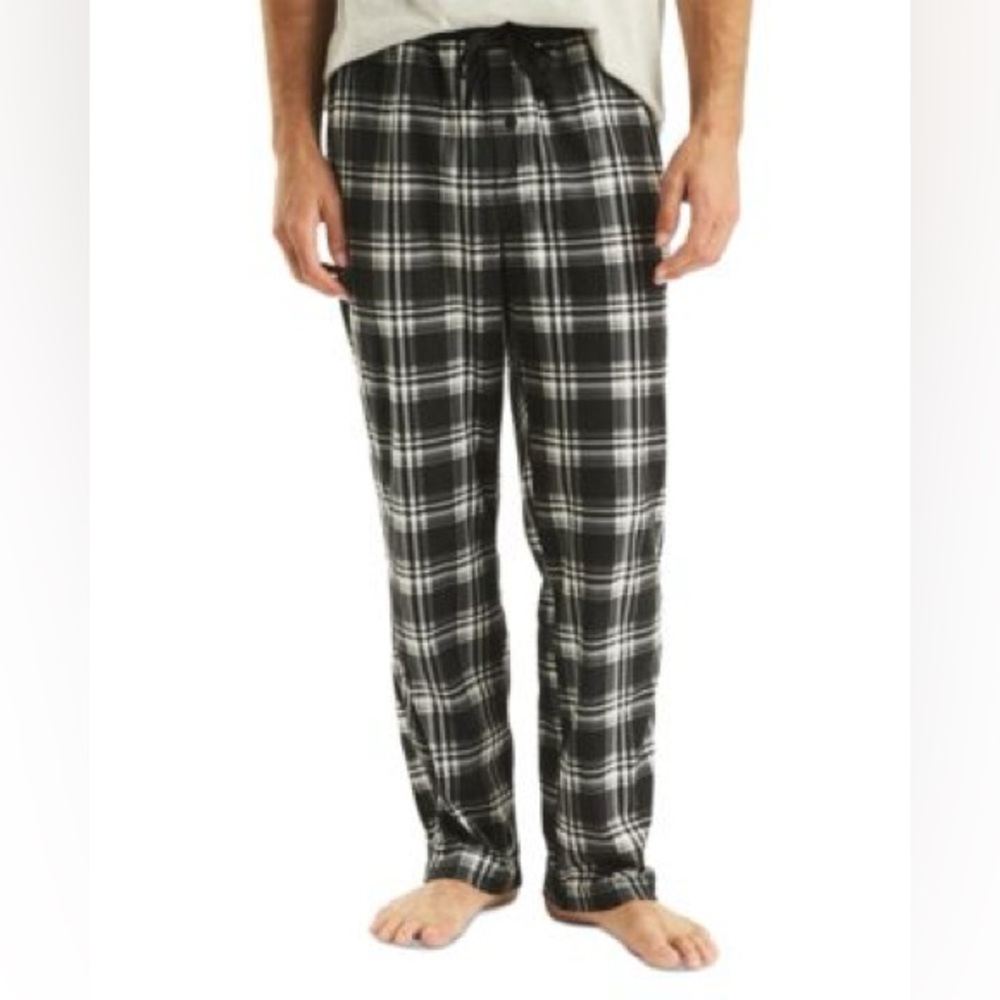Men's Classic-Fit Plaid Fleece Pajama Pants‎ Size
Medium Gray EUC Drawstring